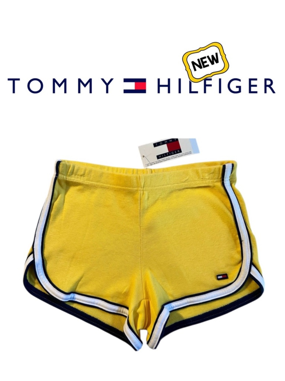 New TOMMY HILFIGER Yellow Knit Shorts Stretch Run TH NWT Girl M